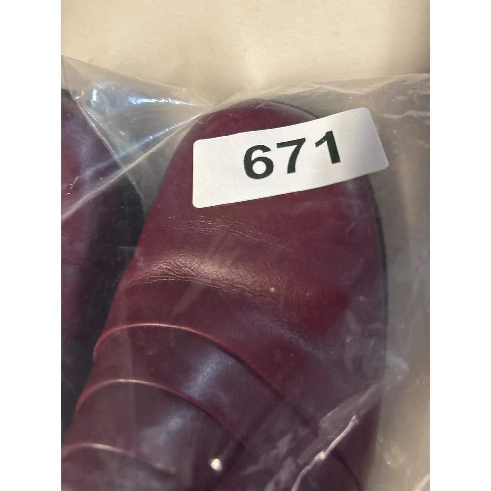 Dansko Leather Wedge Clogs Womens 39 Red Pleated Slip On Loafers Professional